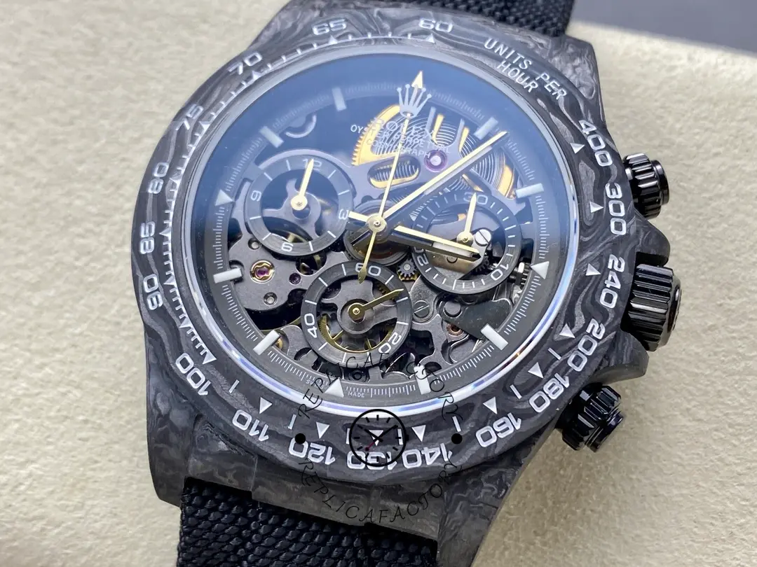Rolex Daytona DIW Carbon Fiber Skeleton Black Replica Watch