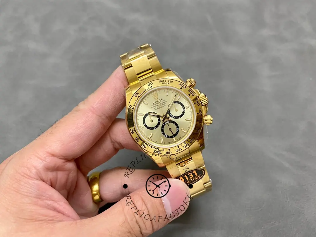 Hand-held front view of Rolex Daytona 126508 showing full dial and bezel.