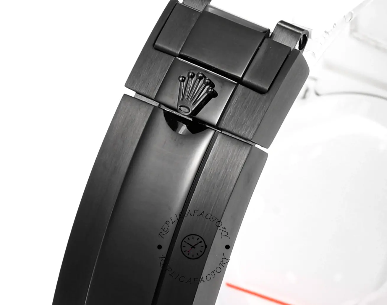 AET Rolex Daytona Charles the Great, strap close-up, black clasp and strap texture detail.