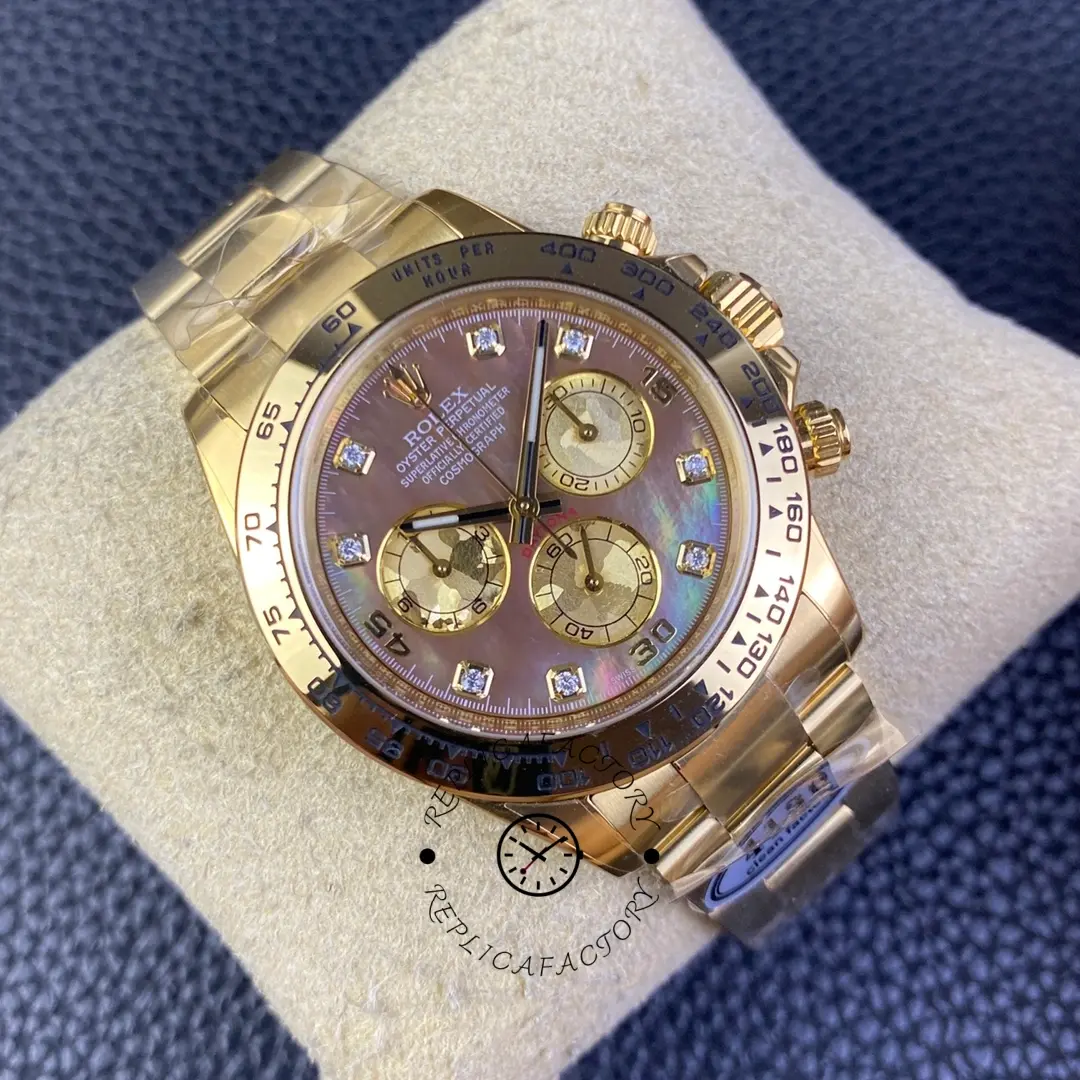 Rolex Daytona 116508 Yellow Gold Black Mother Of Pearl Dial 40MM Mens Replica Watch