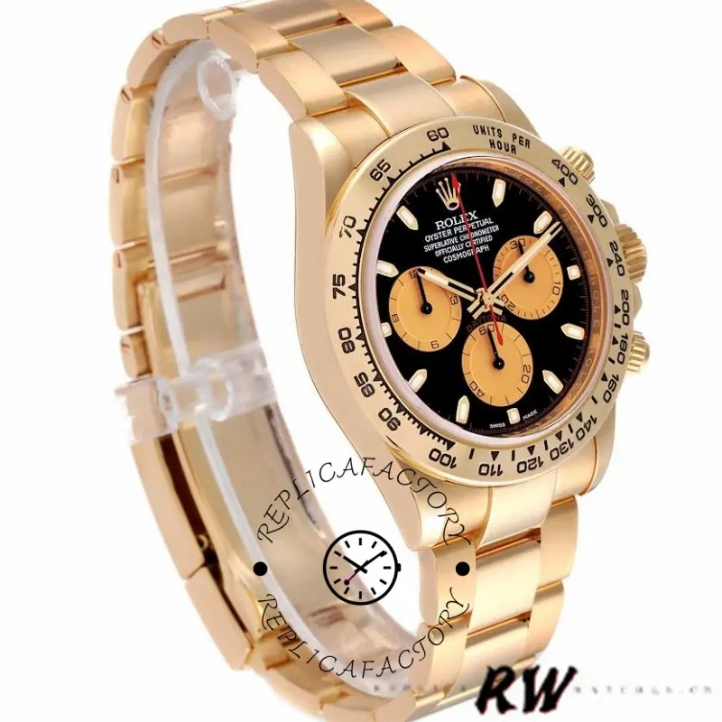 Rolex Daytona 116508 Yellow Gold Black Dial 40MM Mens Replica Watch