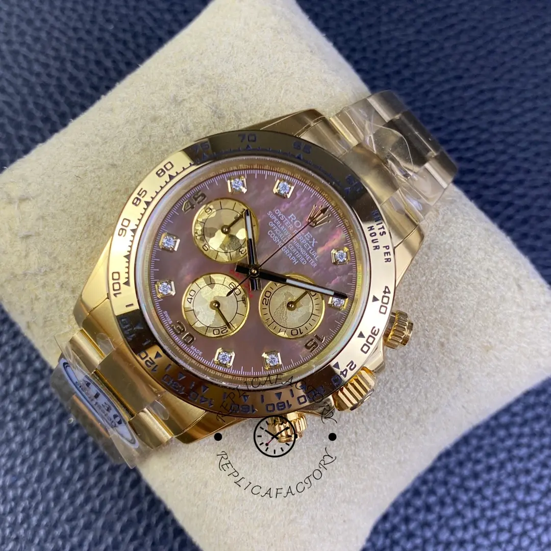 Rolex Daytona 116508 Yellow Gold Black Mother Of Pearl Dial 40MM Mens Replica Watch