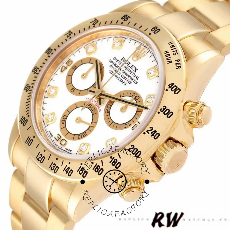 Rolex Cosmograph Daytona 116528 White Diamond Dial 40MM Mens Replica Watch