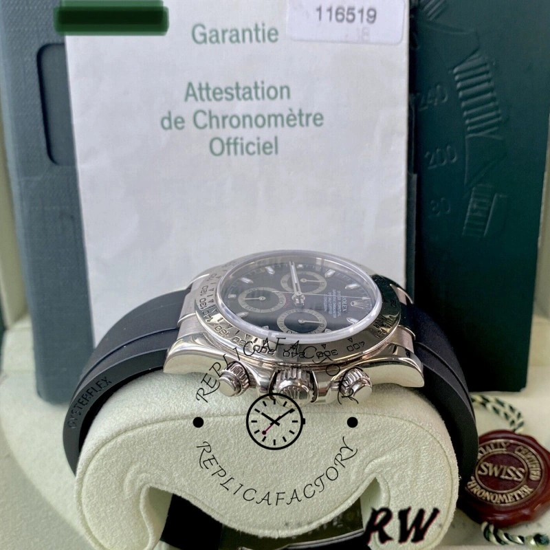 Rolex Daytona 116519 Black Dial Black Rubber strap 40mm Mens Replica Watch
