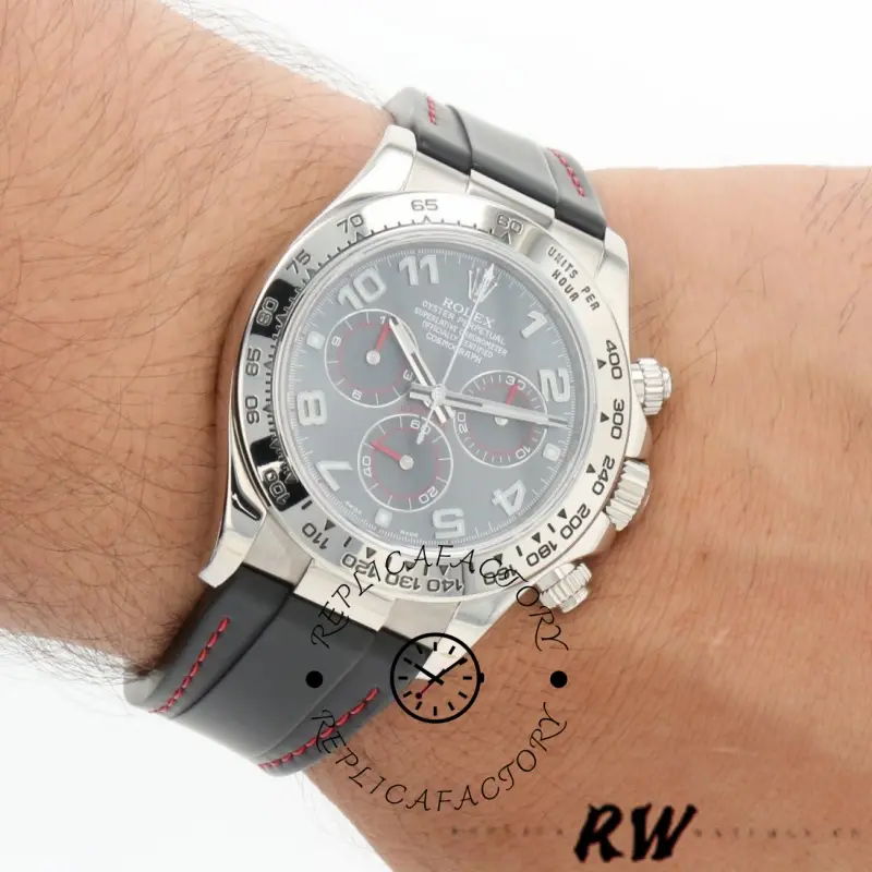 Rolex Daytona 116519 Grey Dial Black RubberB strap 40mm Mens Replica Watch