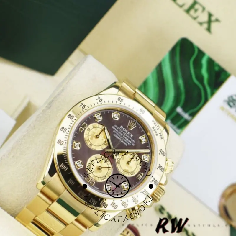 Rolex Cosmograph Daytona 116528 Black MOP Diamond Dial 40MM Mens Replica Watch