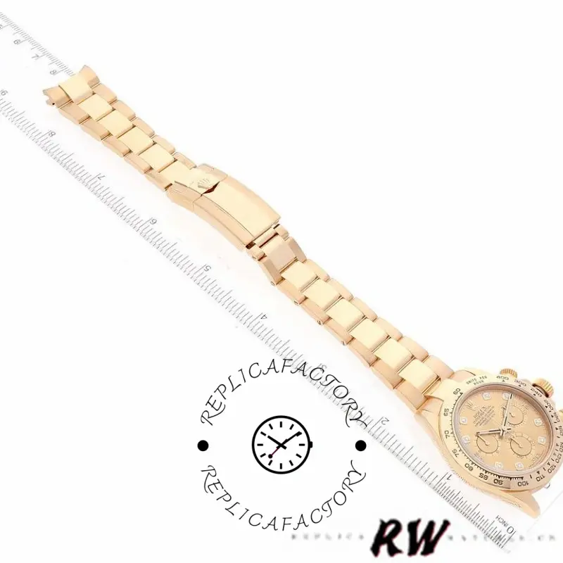 Rolex Daytona 116508 Yellow Gold Champagne Diamond Dial 40MM Mens Replica Watch