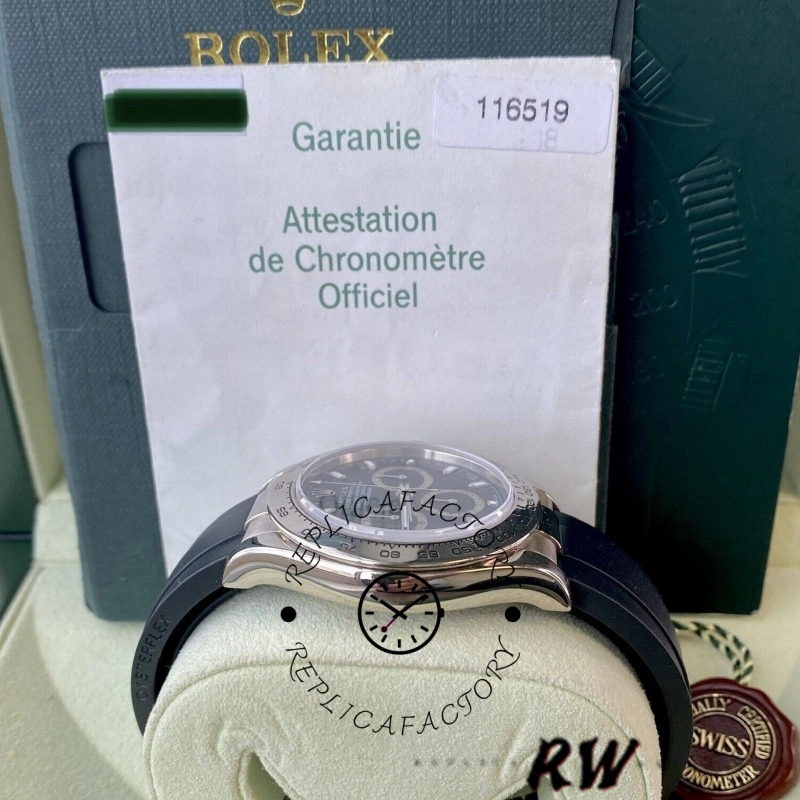 Rolex Daytona 116519 Black Dial Black Rubber strap 40mm Mens Replica Watch