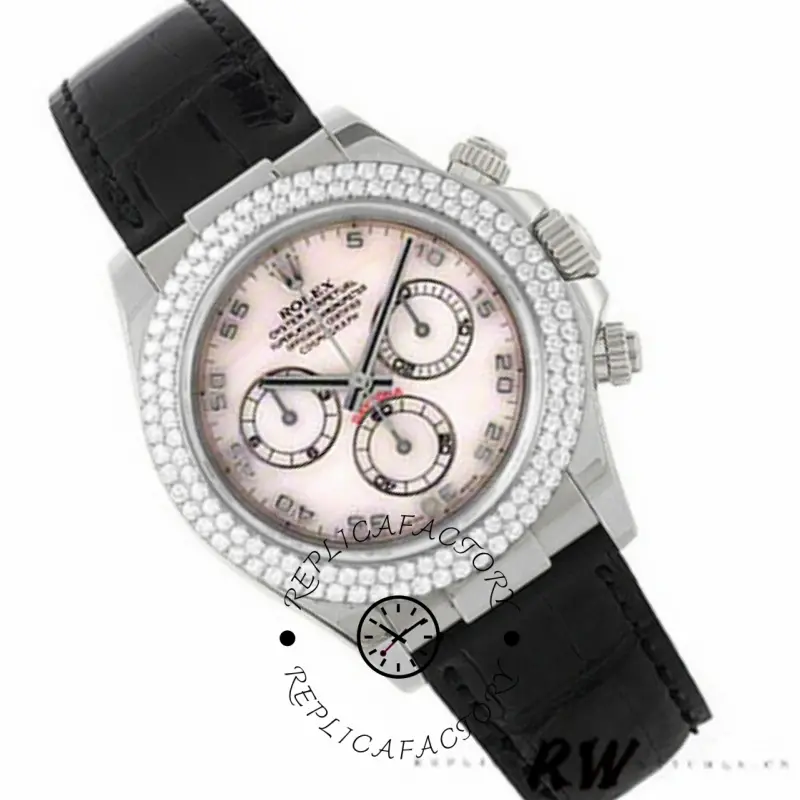 Three-quarter view of Rolex Daytona 116589 highlighting Arabic numerals and subdials.