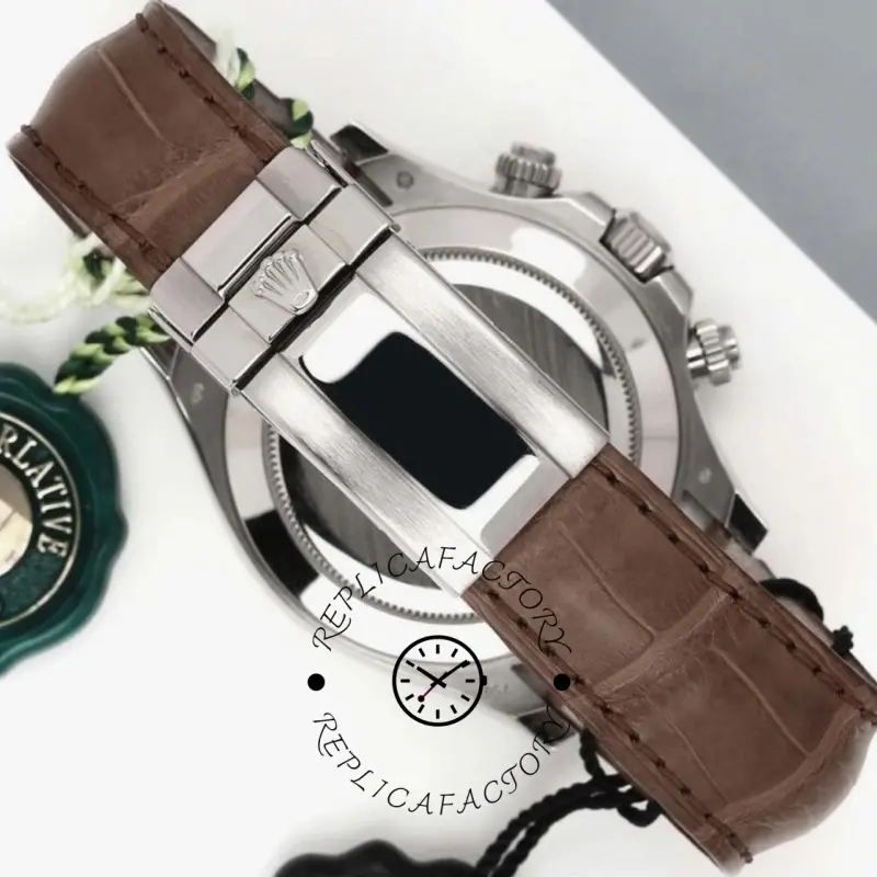 Rolex Daytona 116519 White Gold Racing Dial Brown Leather strap 40mm Mens Replica Watch