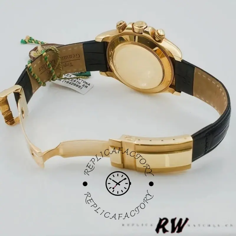 Rolex Daytona 116518 Black Leather Strap White Dial 40mm Mens Replica Watch