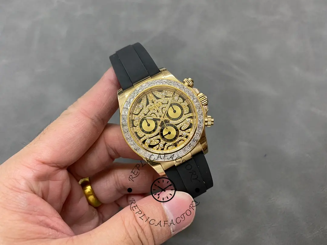 Rolex Cosmograph Daytona 116588 Yellow Gold Black Rubber Strap 40mm Mens Replica Watch