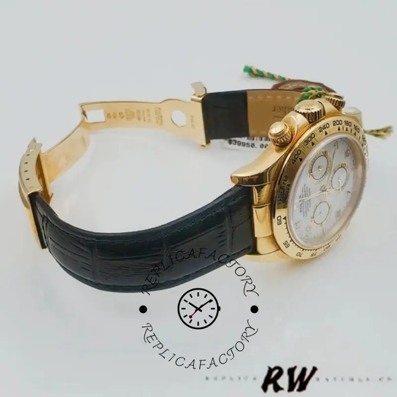 Rolex Daytona 116518 Black Leather Strap White Dial 40mm Mens Replica Watch