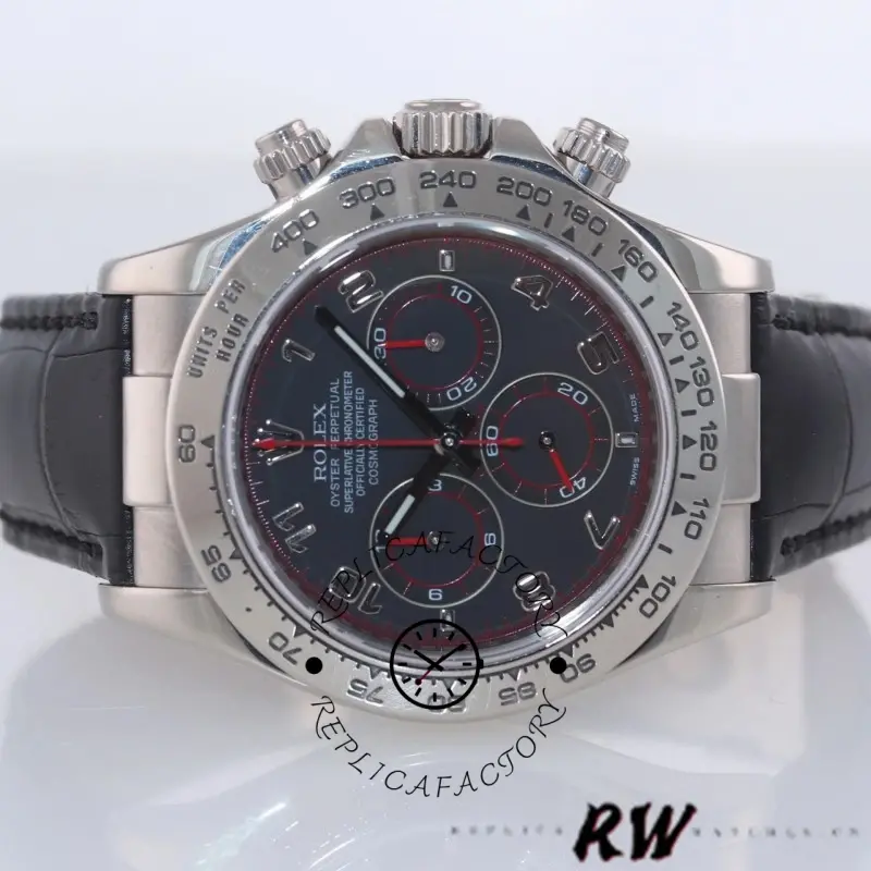 Rolex Daytona 116519 Black Racing Dial Leather strap 40mm Mens Replica Watch