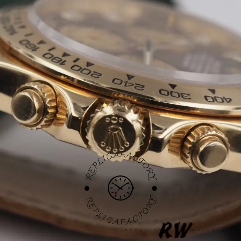 Rolex Daytona 116518 Yellow Gold Dark MOP Diamonds Dial 40mm Mens Replica Watch