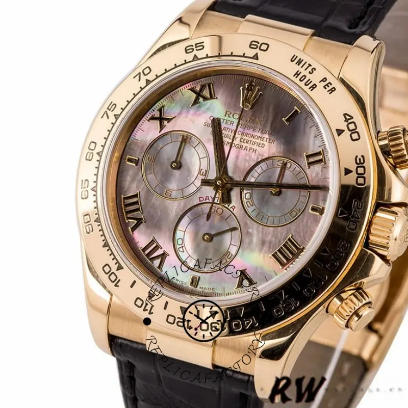 Rolex Daytona 116518 Black MOP Roman Dial 40mm Mens Replica Watch