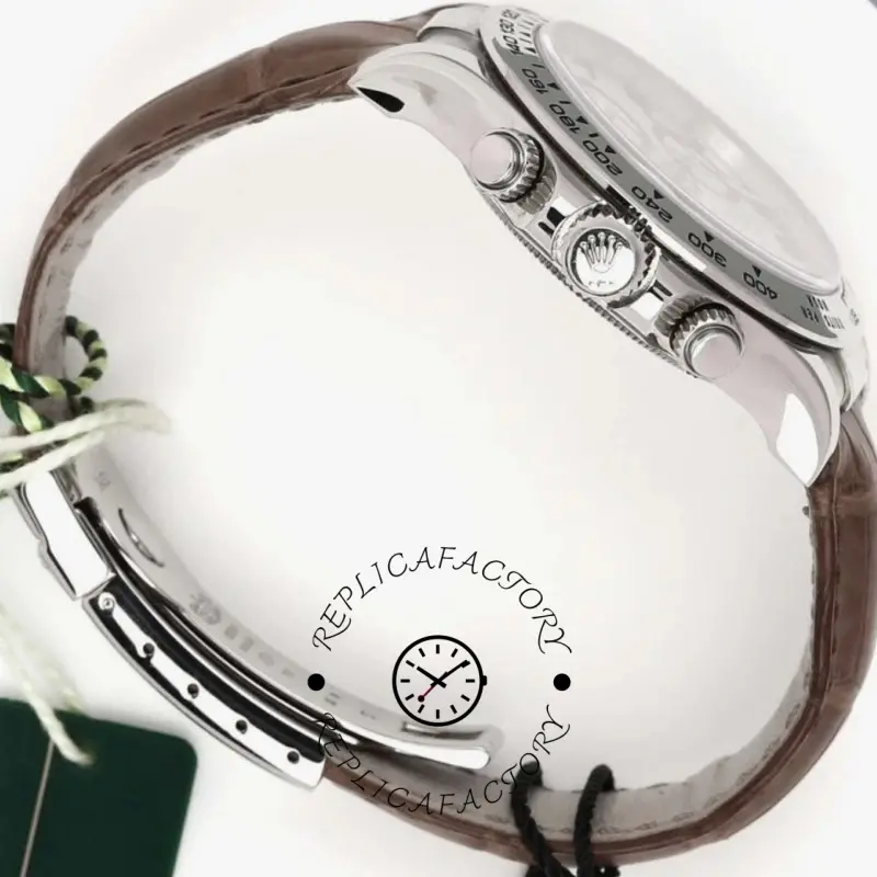 Rolex Daytona 116519 White Gold Racing Dial Brown Leather strap 40mm Mens Replica Watch