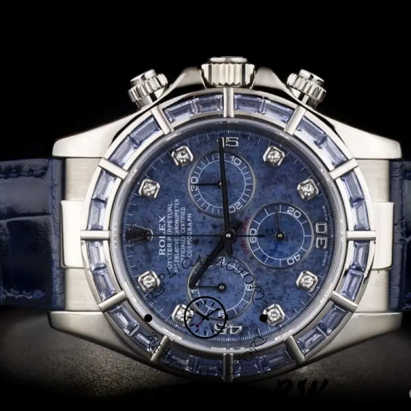 Rolex Daytona 116589BR Sodalite Dial Baguette Diamond Bezel 40mm Mens Replica Watch