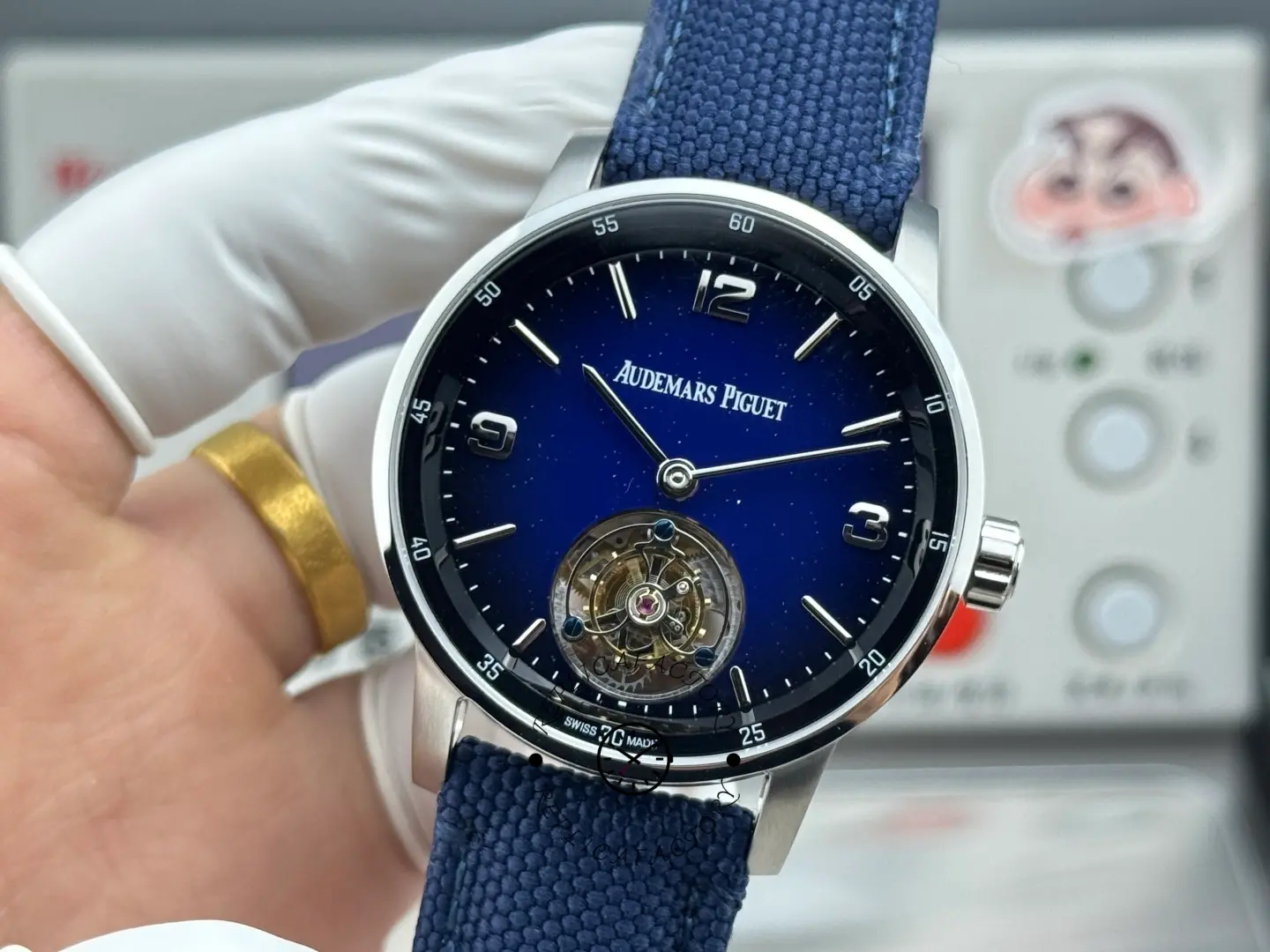 Replica AP Code 11.59 Blue Aventurine Dial 26396BC.OO.D002CR.01 Nylon Strap