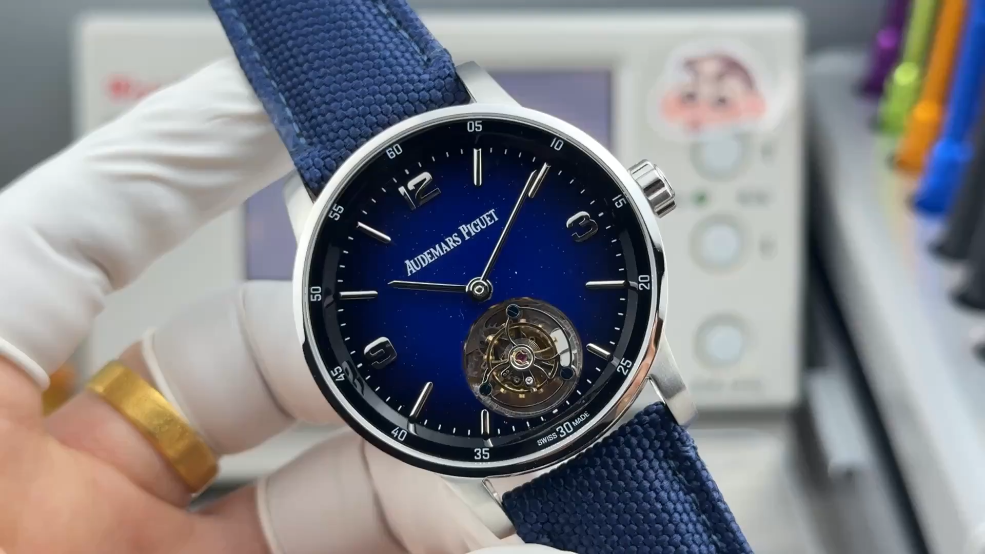 Replica AP Code 11.59 Blue Aventurine Dial 26396BC.OO.D002CR.01 Nylon Strap