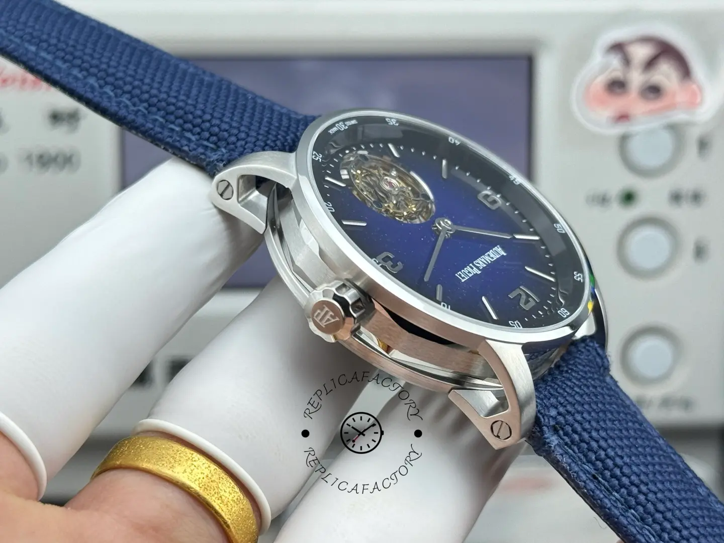 Replica AP Code 11.59 Blue Aventurine Dial 26396BC.OO.D002CR.01 Nylon Strap