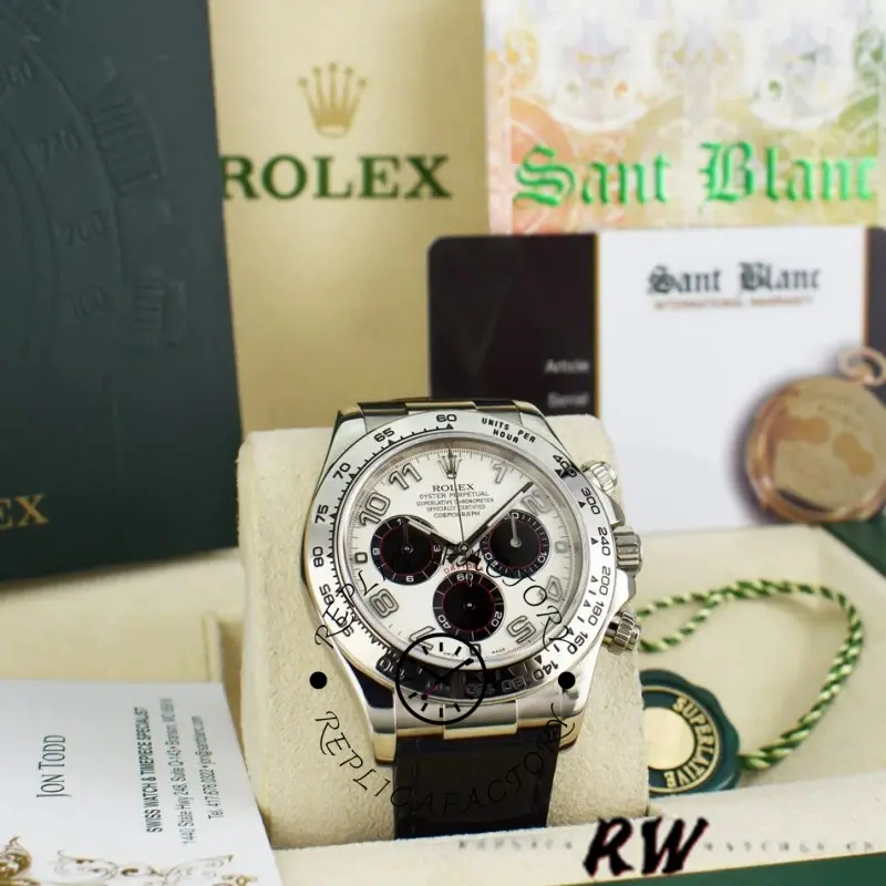 Rolex Daytona 116519 Panda Dial Black Leather Strap 40mm Mens Replica Watch