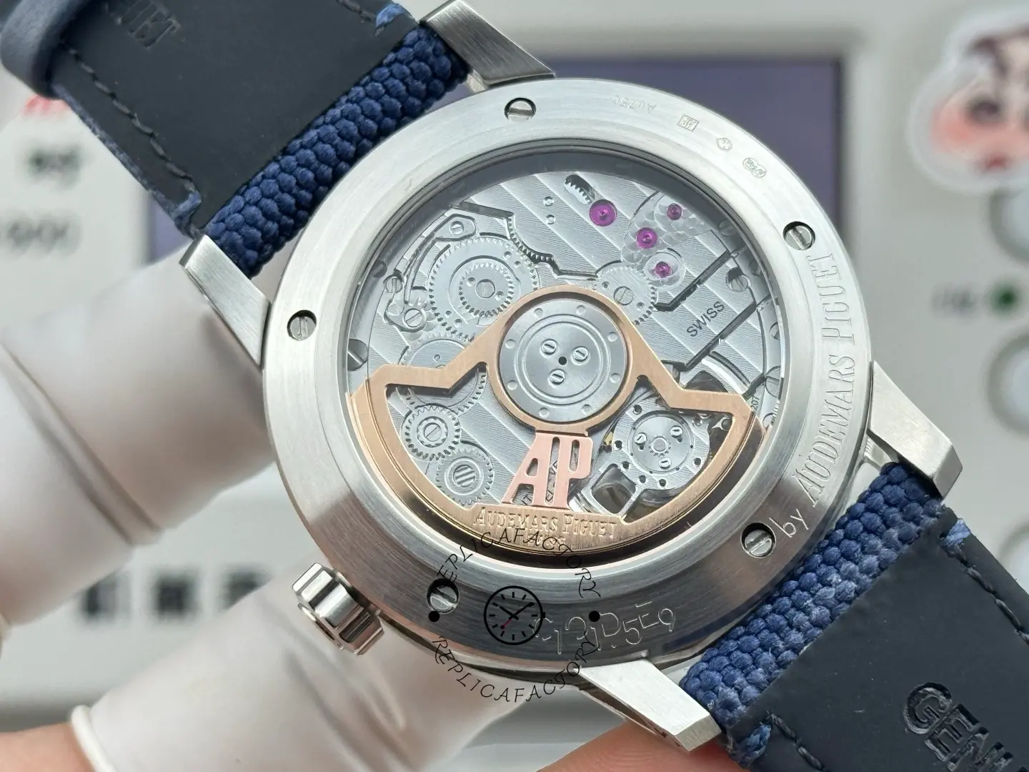 Replica AP Code 11.59 Blue Aventurine Dial 26396BC.OO.D002CR.01 Nylon Strap