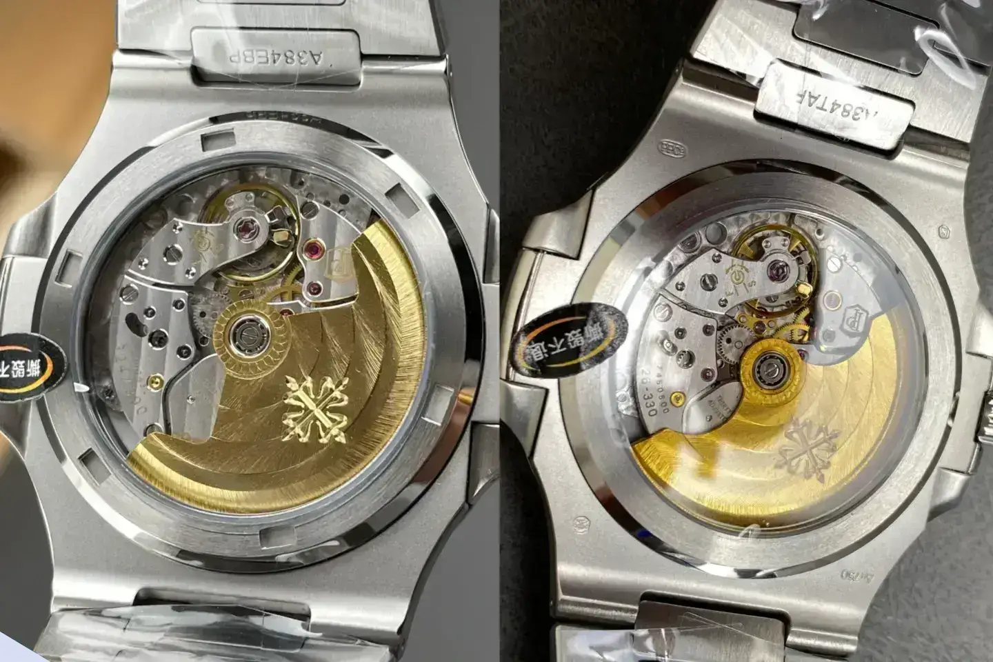 Close-up of Patek Philippe Nautilus 324/330 clone movement