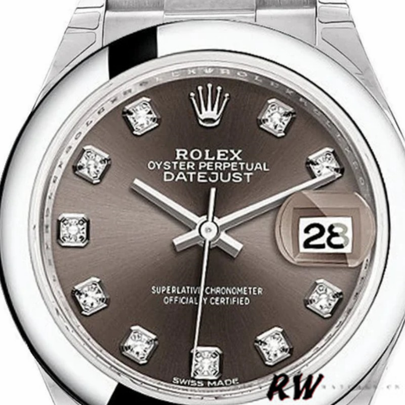 Rolex Datejust 279166 Dark Grey Diamond Dial Domed Bezel 28mm Lady Replica Watch