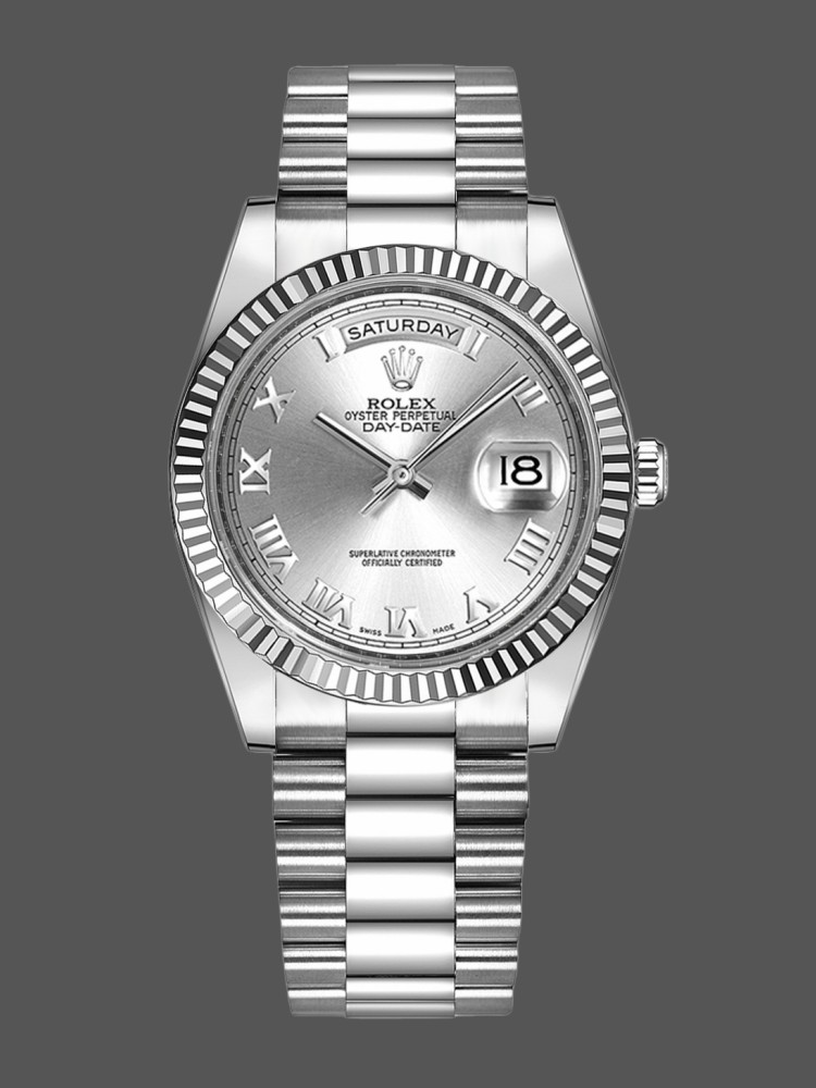Rolex Day-Date 118239 Silver Roman Numeral 36mm Unisex Replica Watch