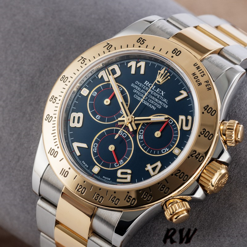 Rolex Daytona 116523 Steel Yellow Gold Blue Racing Dial 40mm Mens Replica Watch