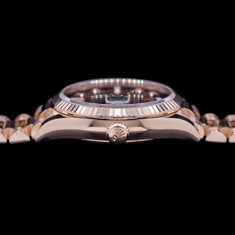 Rolex Day-Date 128235 Everose Gold Brown Ombre Diamond Dial 36MM Unisex Replica Watch