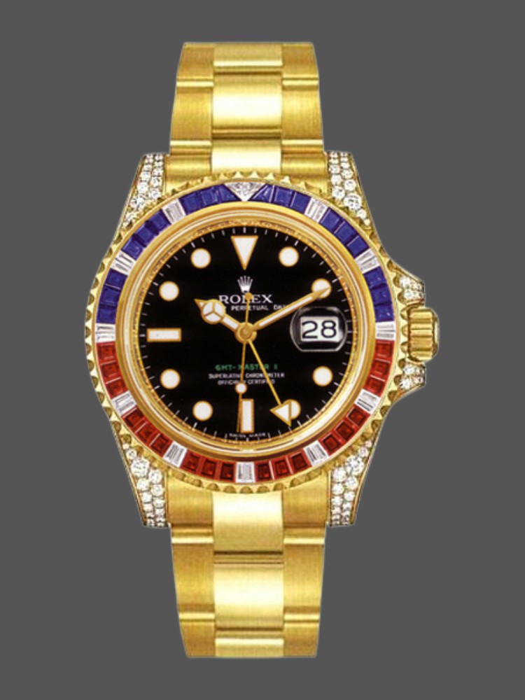 Rolex GMT-Master II 116758 Oyster Bracelet Black Dial Diamonds 40mm Mens Replica Watch
