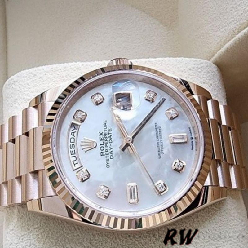 Rolex Day-Date 128235 Everose Gold MOP Dial 36MM Unisex Replica Watch