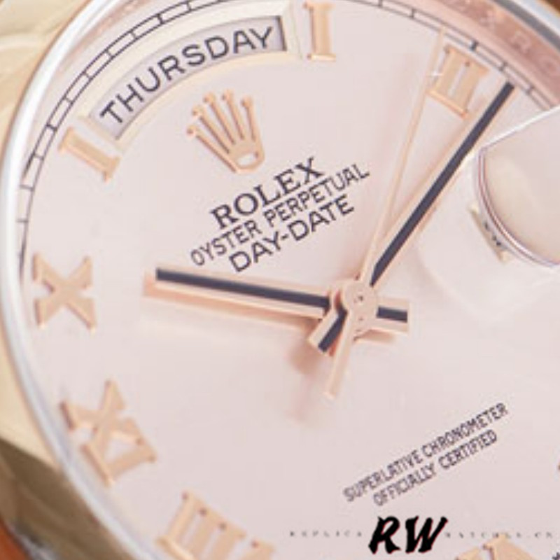 Rolex Day-Date 118205 Rose Gold Pink dial Automatic 36mm Unisex Replica Watch