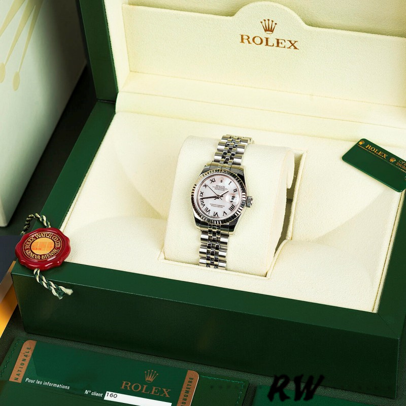 Rolex Datejust 179174 Mother Of Pearl White Dial Fluted Bezel 26MM Lady Replica Watch