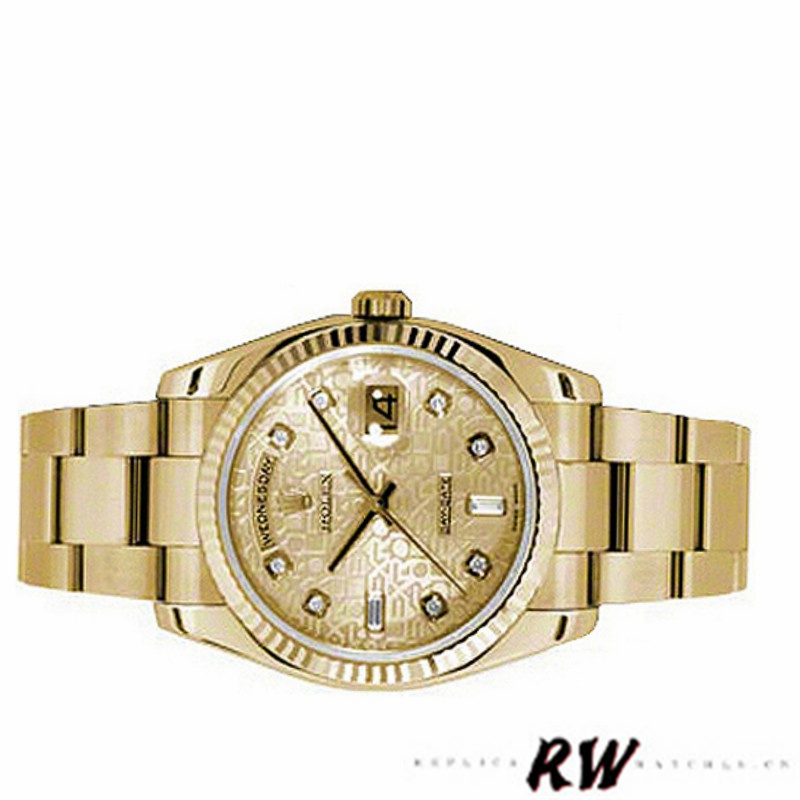 Rolex Day-Date 118238 Champagne Jubilee Diamond Dial 36mm Unisex Replica Watch