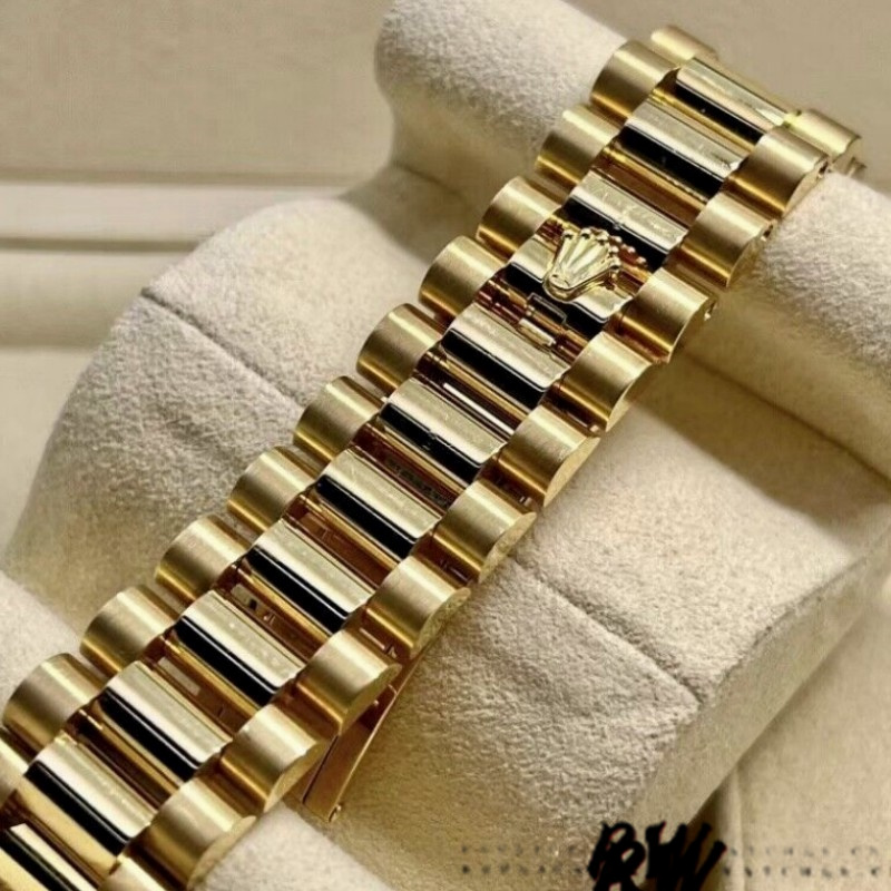 Rolex Day-Date 118208 Yellow Gold Roman Numeral Pyramid Ivory Dial 36mm Unisex Replica Watch