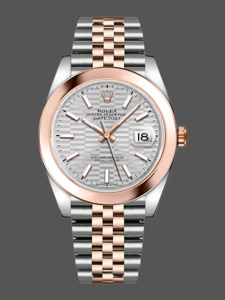 Rolex Datejust 126301 Rose Gold Silver Fluted Motif Dial 41MM Mens Replica Watch
