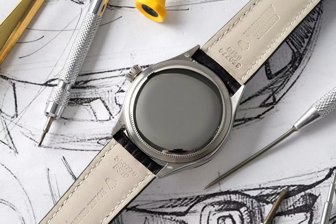 Rolex Cellini Dual Time 50529 Silver Sunburst Dial Brown Leather Strap 39mm Mens Replica Watch