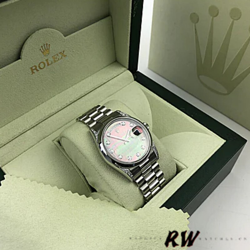 Rolex Day-Date 118296 Platinum MOP Dial Diamond 36mm Unisex Replica Watch