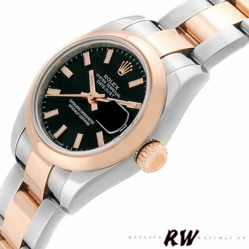 Rolex Datejust 179161 Stainless Steel and Everose Gold Black Index Dial 26MM Lady Replica Watch