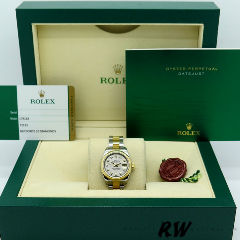 Rolex Datejust 179163 Meteorite Grey Dial Domed Dezel 26MM Lady Replica Watch