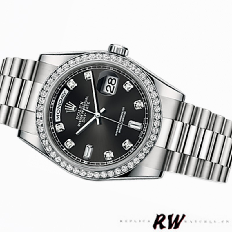 Rolex Day Date 118346 Black Diamonds Dial 36mm Unisex Replica Watch