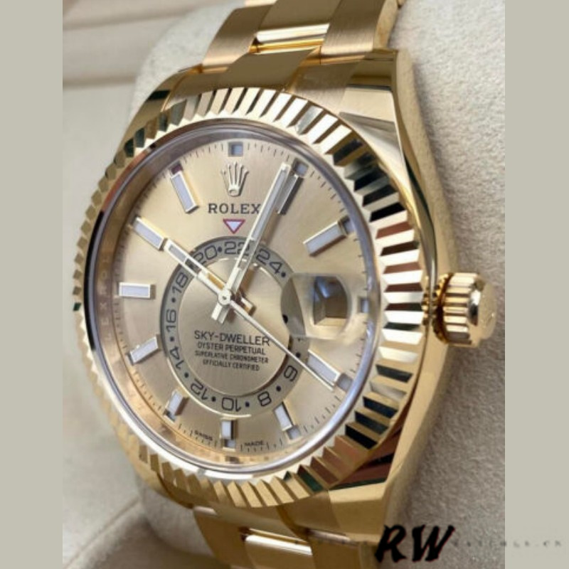 Rolex Sky-Dweller m336938-0004 Yellow Gold Champagne Dial 42mm Mens Replica Watch