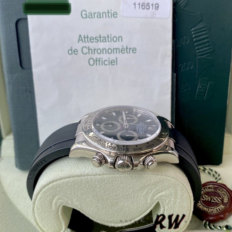 Rolex Daytona 116519 Black Dial Black Rubber strap 40mm Mens Replica Watch