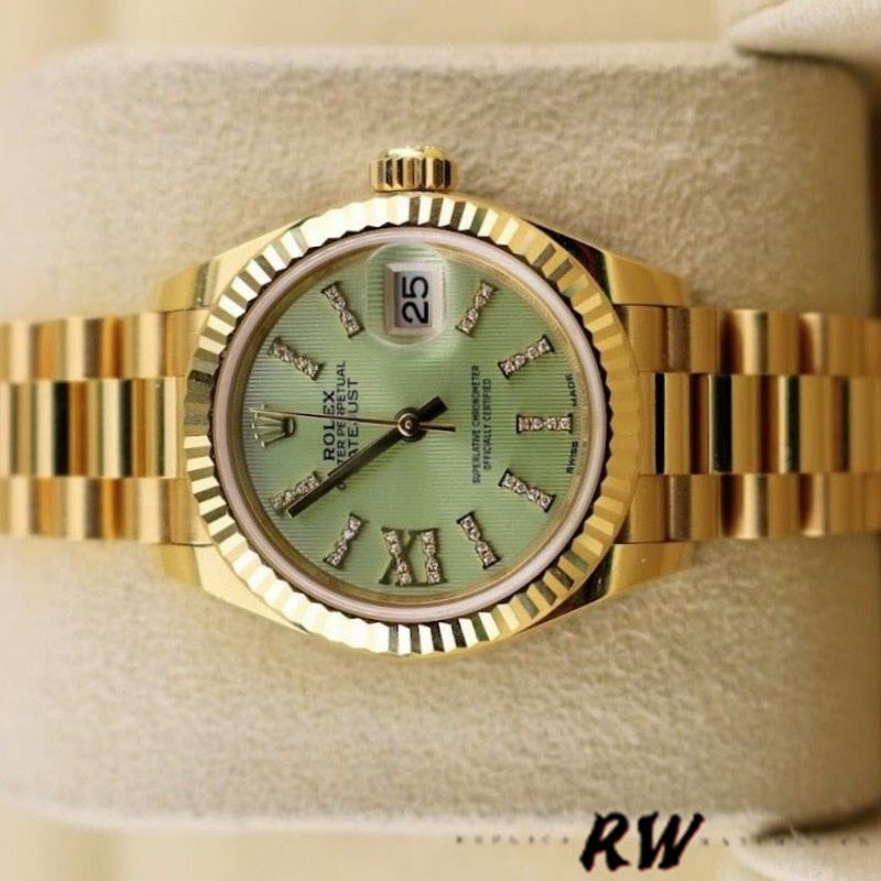 Rolex Datejust 279178 Linden Green Dial Fluted Bezel 28mm Lady Replica Watch