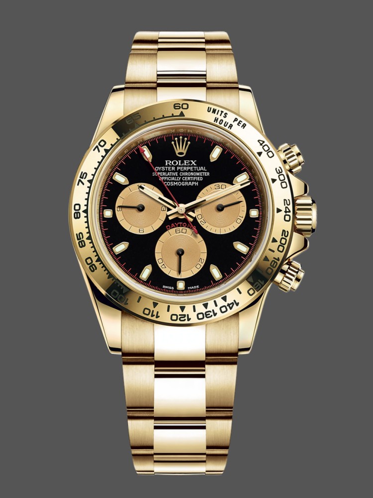 Rolex Daytona 116528 Yellow Gold Black Paul Newman Dial 40mm Mens Replica Watch