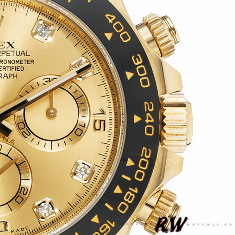 Rolex Daytona 116518 Leather Strap Diamond Champagne Dial 40mm Mens Replica Watch