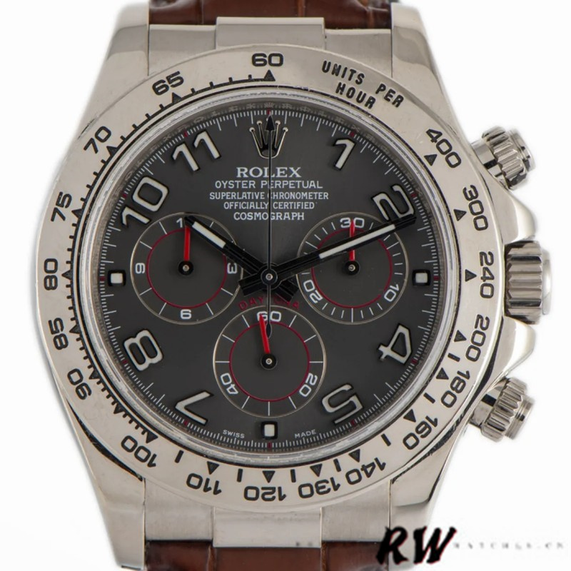 Rolex Daytona 116519 White Gold Grey Dial 40mm Mens Replica Watch